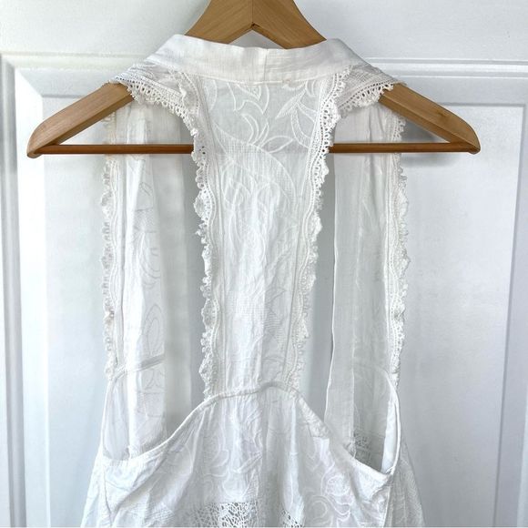 Mystree Cotton Lace Sleeveless Boho White Cardigan Vest One Size - Picture 6 of 8